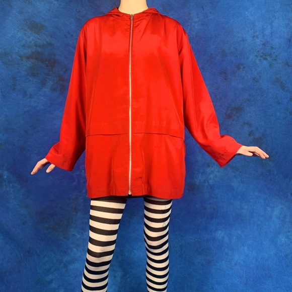 Vintage 1980s Red water proof windbreaker coat - Picture 2 of 7